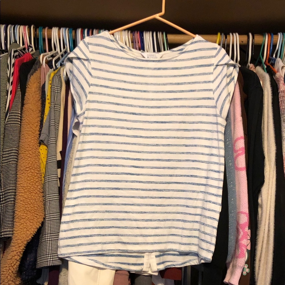 Market & Spruce Navy and White Striped Tee